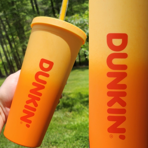 . Dunkin' Yellow/Orange Rainbow Ombre Summer Tumbler/Cold Cup - Picture 1 of 10